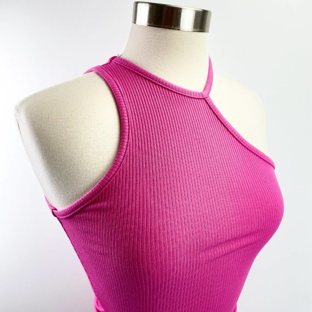 NWT Lulu's Movie Magic Pink Asymmetrical Bodycon Halter Neck Mini Dress Barbie S - Picture 2 of 15